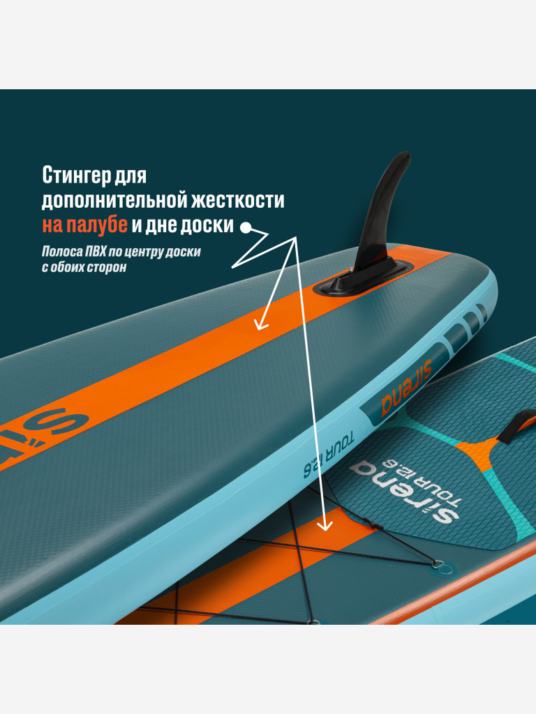 Надувная двухслойная SUP-доска SIRENA TOUR 12,6, сапборд с веслом, насосом и рюкзаком