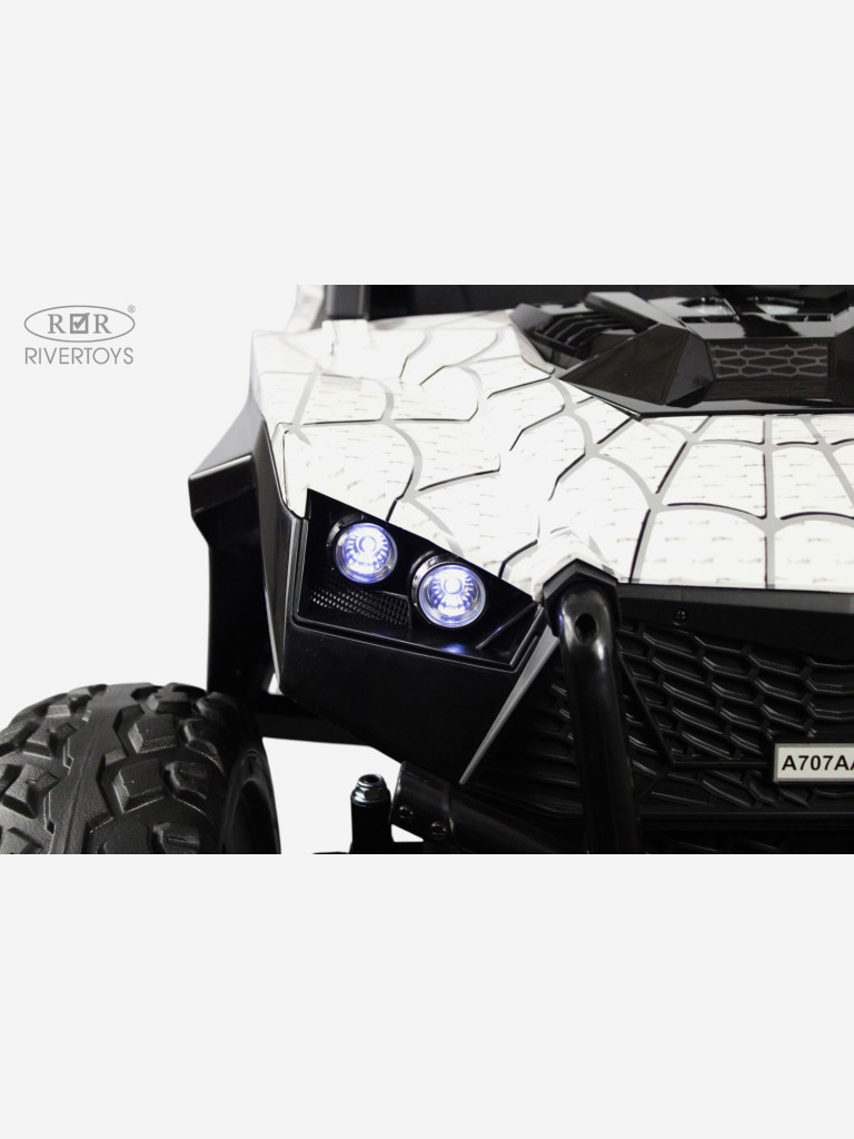 Детский электромобиль RIVERTOYS A707AA LUX NEW 4WD белый спайдер