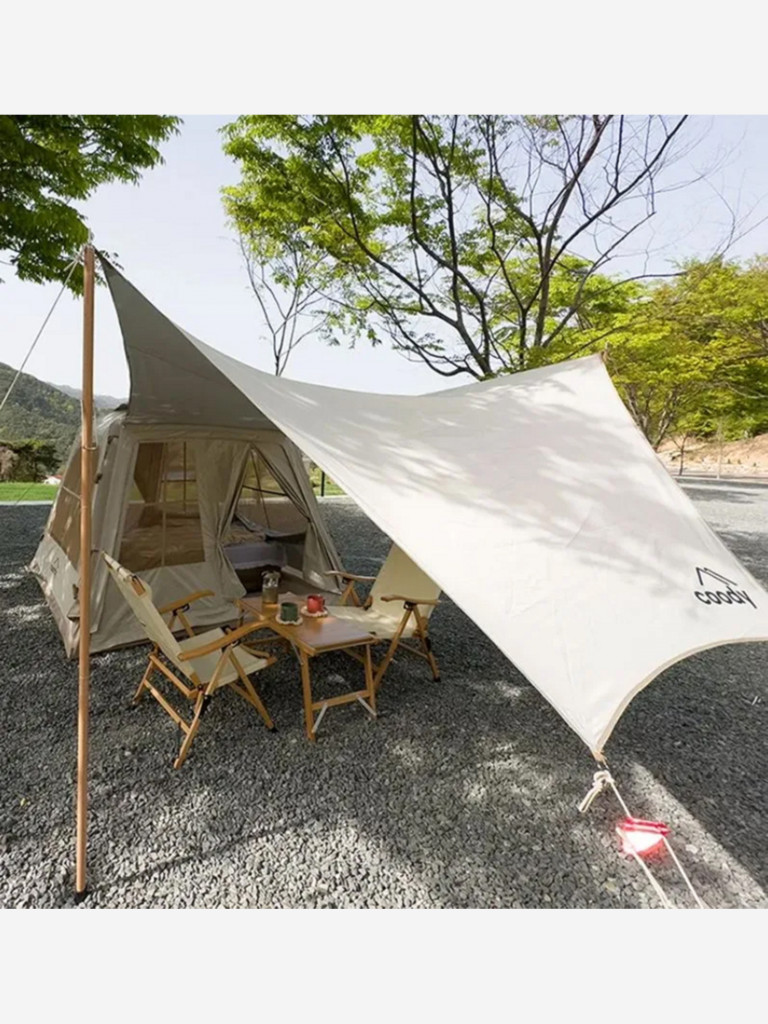 Надувная палатка Coody 5.8 Beige, 2.4×2.4 м, 2–4 человека, навес