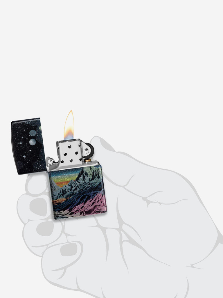 Зажигалка бензиновая ветроустойчивая Zippo Space in Color Design 540 Tumbled Chrome