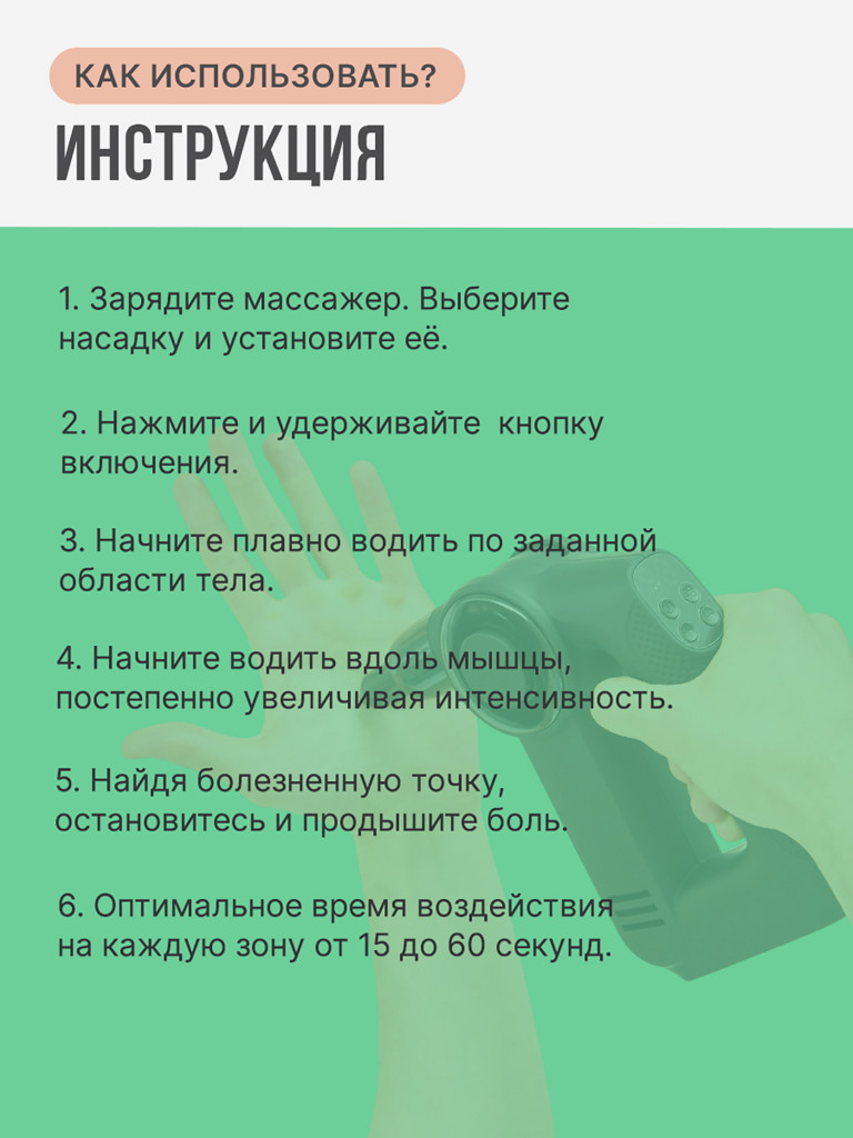 Перкуссионный массажер для тела SENNE, с функцией прогрева 3 уровней