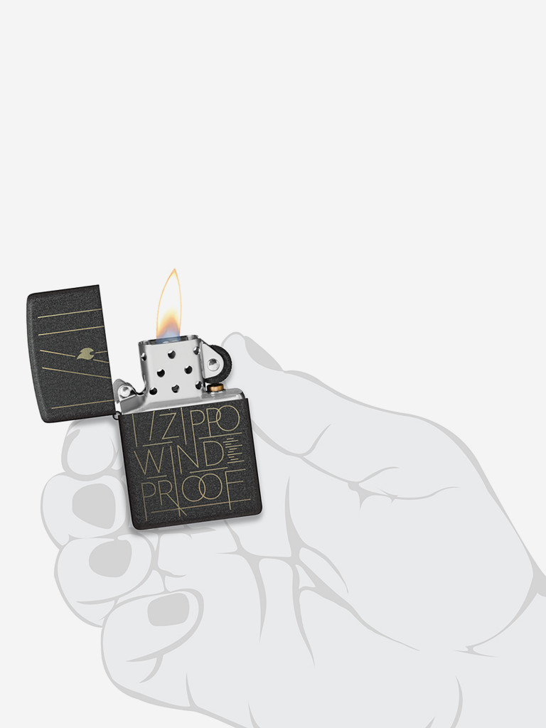 Зажигалка бензиновая ветроустойчивая Zippo Line Art Black Crackle