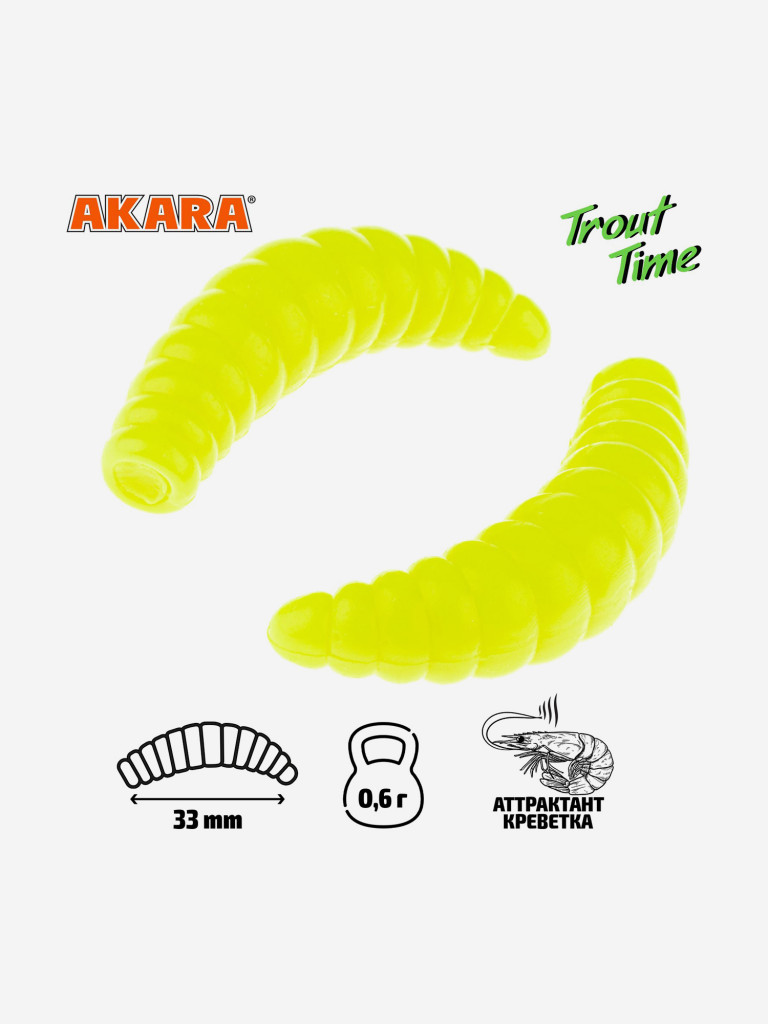 Силиконовая приманка Akara Trout Time MAGGOT 1,3 Shrimp 04Y (24 шт.)