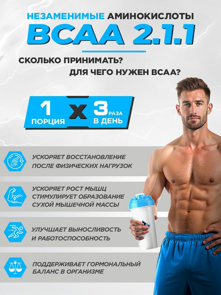 BCAA 2:1:1 BIGSNT/ комплекс аминокислот для роста мышц / порошок, 400 грамм (80 порций), вкус Малина