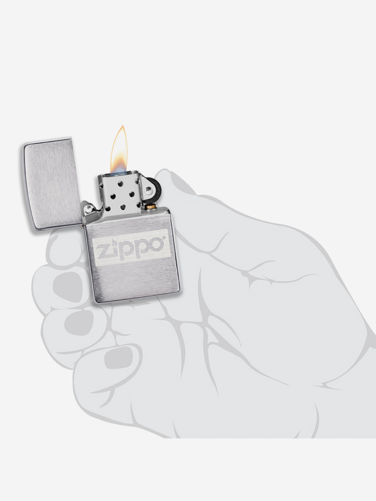 Подарочный набор ZIPPO: Ветроустойчивая зажигалка Zippo Brushed Chrome и фляжка 89 мл