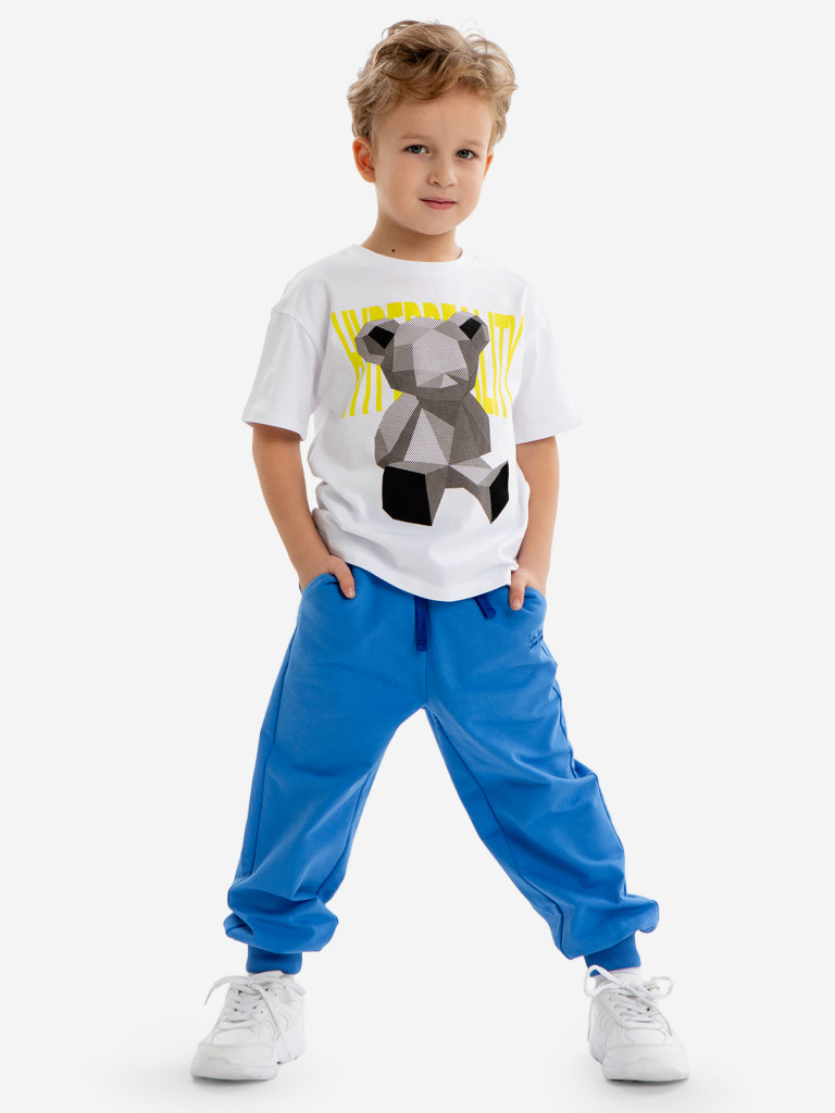 Футболка оверсайз с принтом белая для мальчика Button Blue