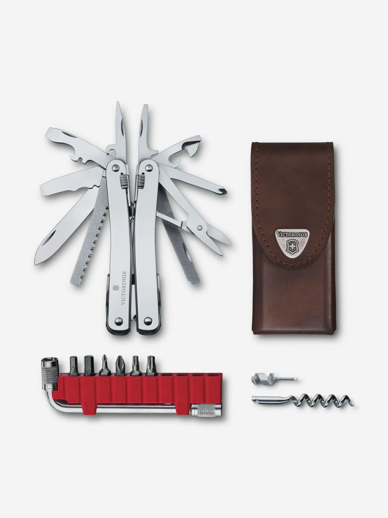 Мультиинструмент складной Victorinox SwissTool Spirit X Plus, 105 мм, 35 функций, кожаный чехол