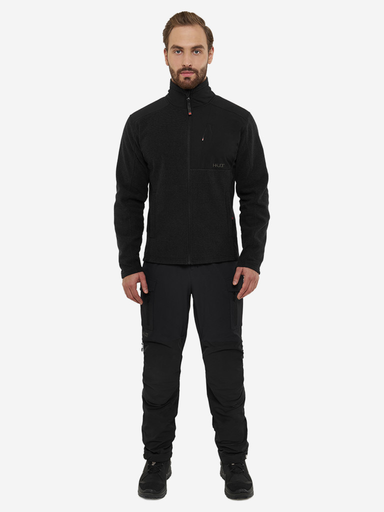 Кофта мужская на молнии HUT URMAN флисовая для охоты, черная