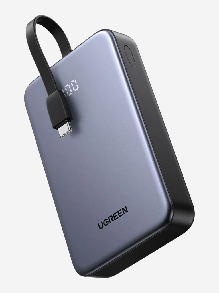 Внешний аккумулятор UGREEN PB505 (45762) 20000mAh Quick Charging Power Bank 20W со встроенным кабелем USB-C
