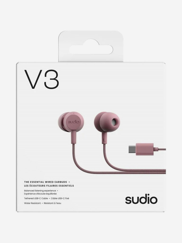 Проводные наушники Sudio V3 Wired Earbuds со встроенным микрофоном, чвет: розовый