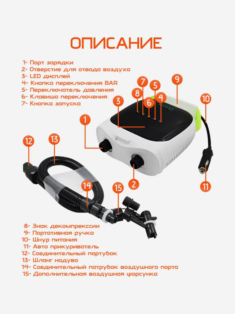 Насос для сапборда Stermay HT-737plus электрический портативный с акб 4000mAh