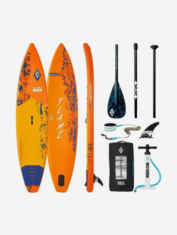 SUP-доска Aquatone FLAME 12'6", надувная, туринговая, двухслойная, 381х81х15 см, до 160 кг