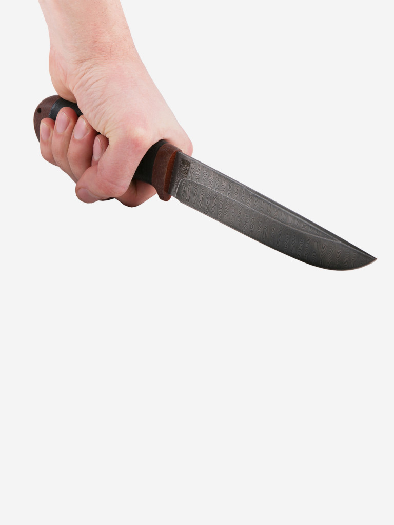 Нож Златоустовский оружейный завод Лиса (нержавеющая дамасская сталь, кожа/текст.) нож для туризма