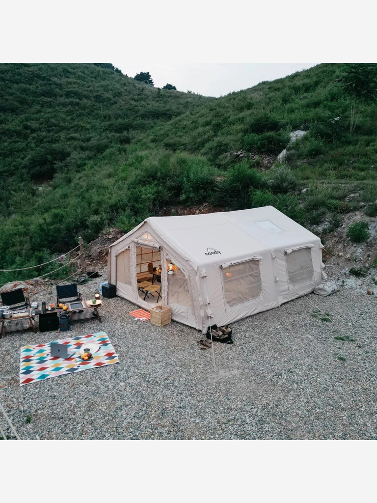 Надувная палатка Coody 13.68 Pro Beige, 5–7 человек, 13.6 м², модульная система HUB