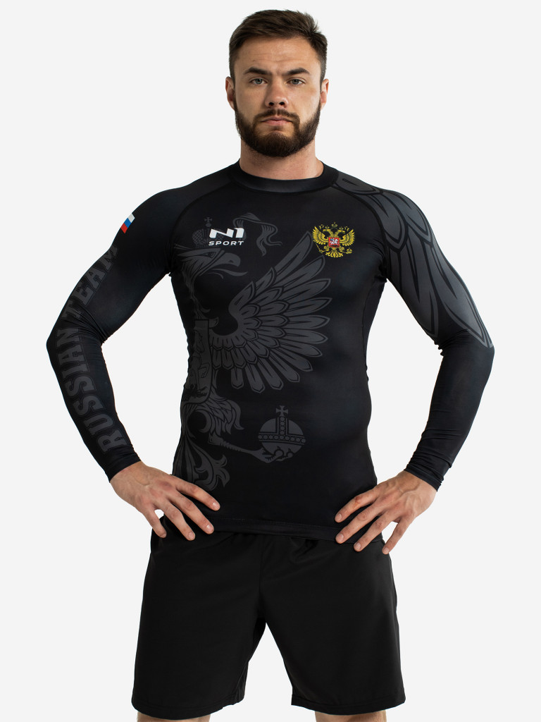 Рашгард компрессионный мужской Russian Team Black N1Sport