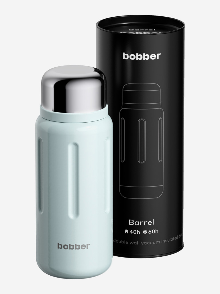 Термос вакуумный BOBBER Barrel 1 л с широким горлом и ситечком, тепло до 40 часов, светло-голубой