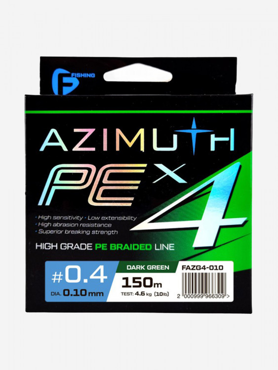F-FISHING Шнур Azimuth PE X4 150м Dark Green 0,10мм 4,6кг
