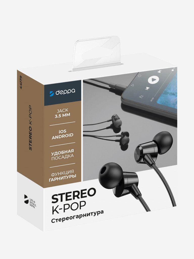 Стереогарнитура Stereo K-Pop jack 3.5 mm, 1.2 метра
