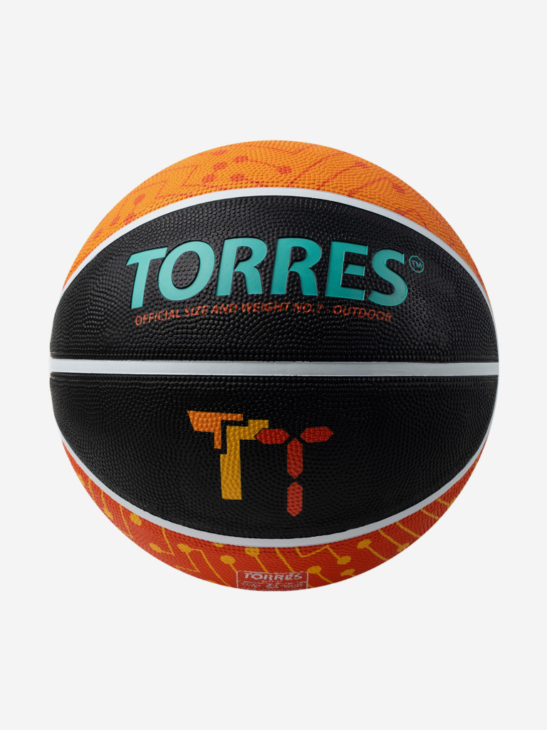 Мяч баскетбольный TORRES TT, B023157, р.7, резина, нейлон. корд, бут. кам., черный-мультиколор