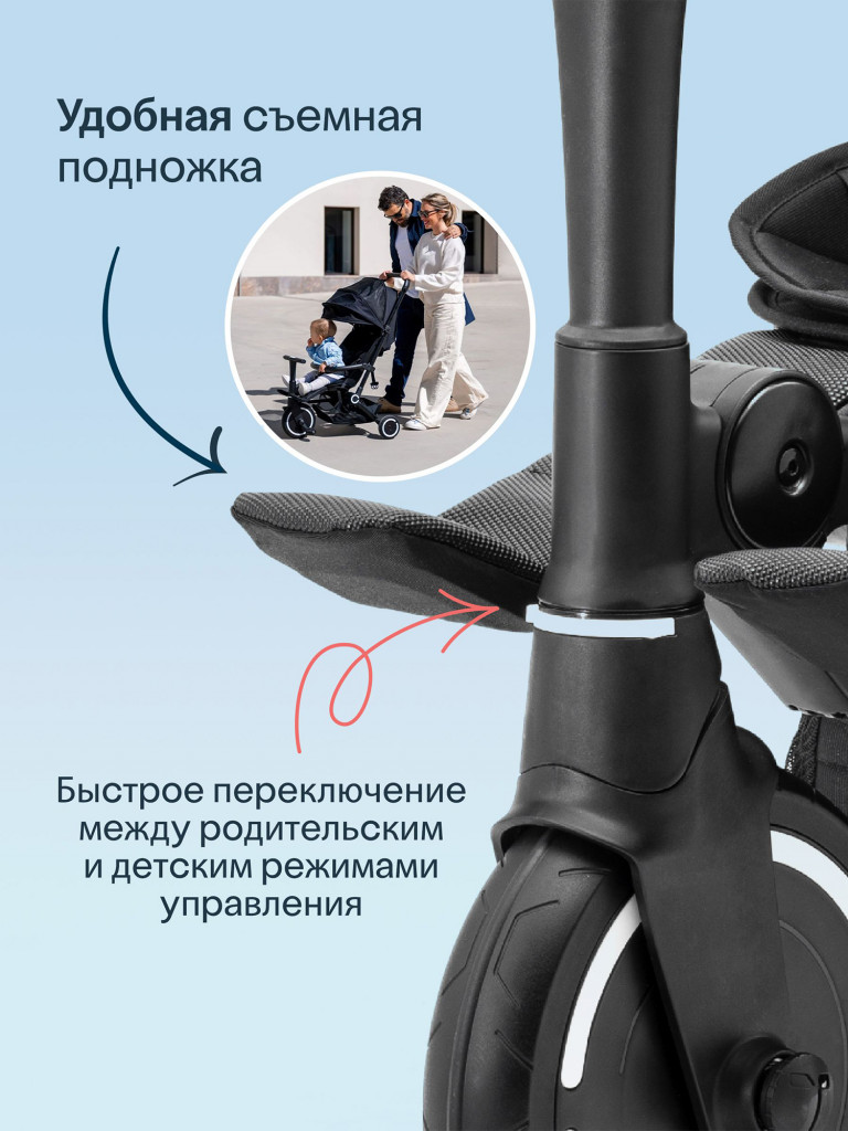 Велосипед детский трехколесный с ручкой SmarTrike Traveler Onyx Black