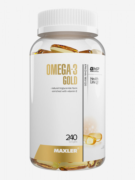 Жирные кислоты Омега-3 Голд Maxler с витамином E, 240 капсул (Германия)