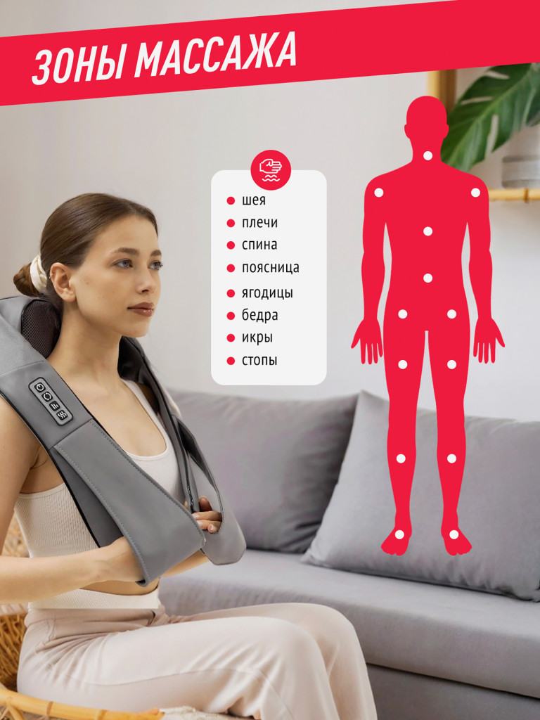 Массажер для шеи и плеч электрический Begibey RelaxNeck 2.0