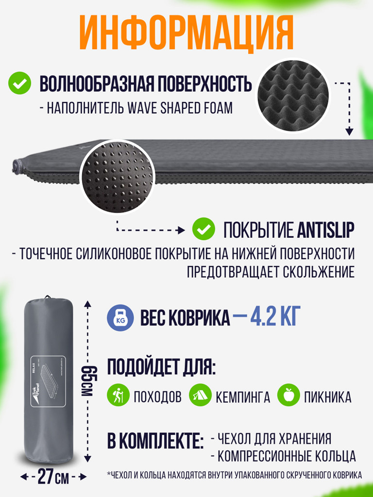 Коврик для пикника Trek Planet Relax 50 Double Grey