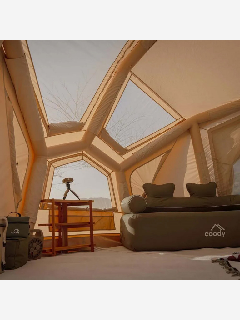 Надувная палатка Coody BESTONA Beige, 380×380×275 см, 2–4 человека, 2 входа, 2 навеса