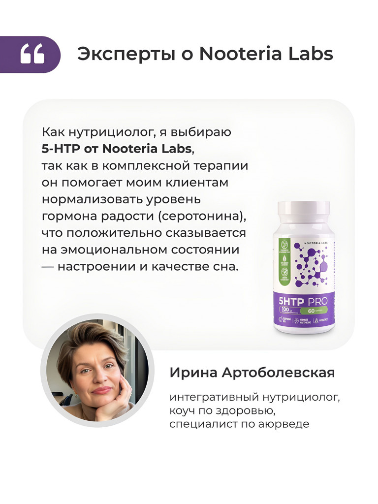 5-HTP PRO (5-Гидрокситриптофан) с витамином B6 Nooteria Labs, 60 капсул