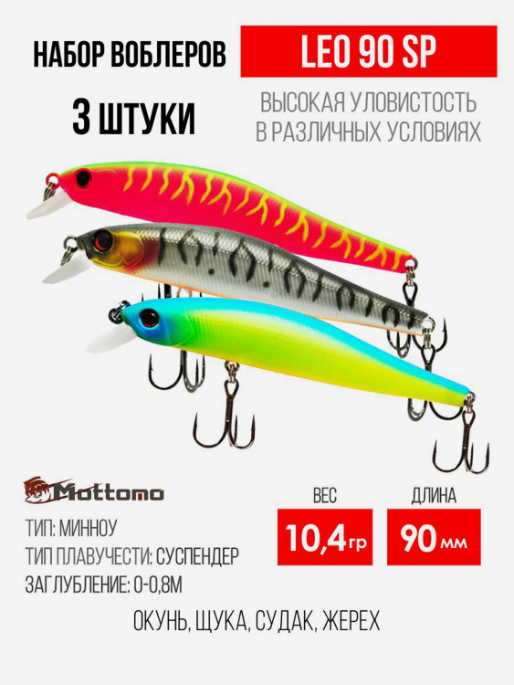 Набор воблеров для рыбалки Leo 90SP 10,4g приманка на щуку