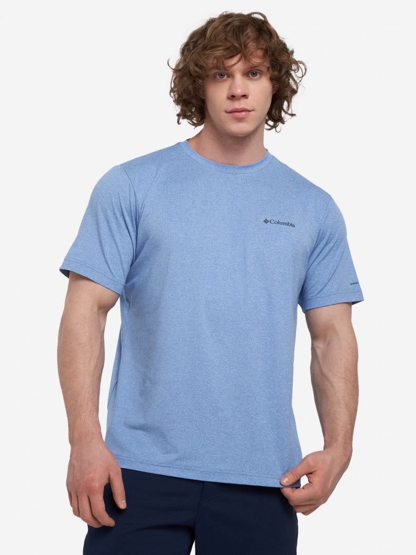 фото Футболка мужская columbia tech trail crew neck ii, синий