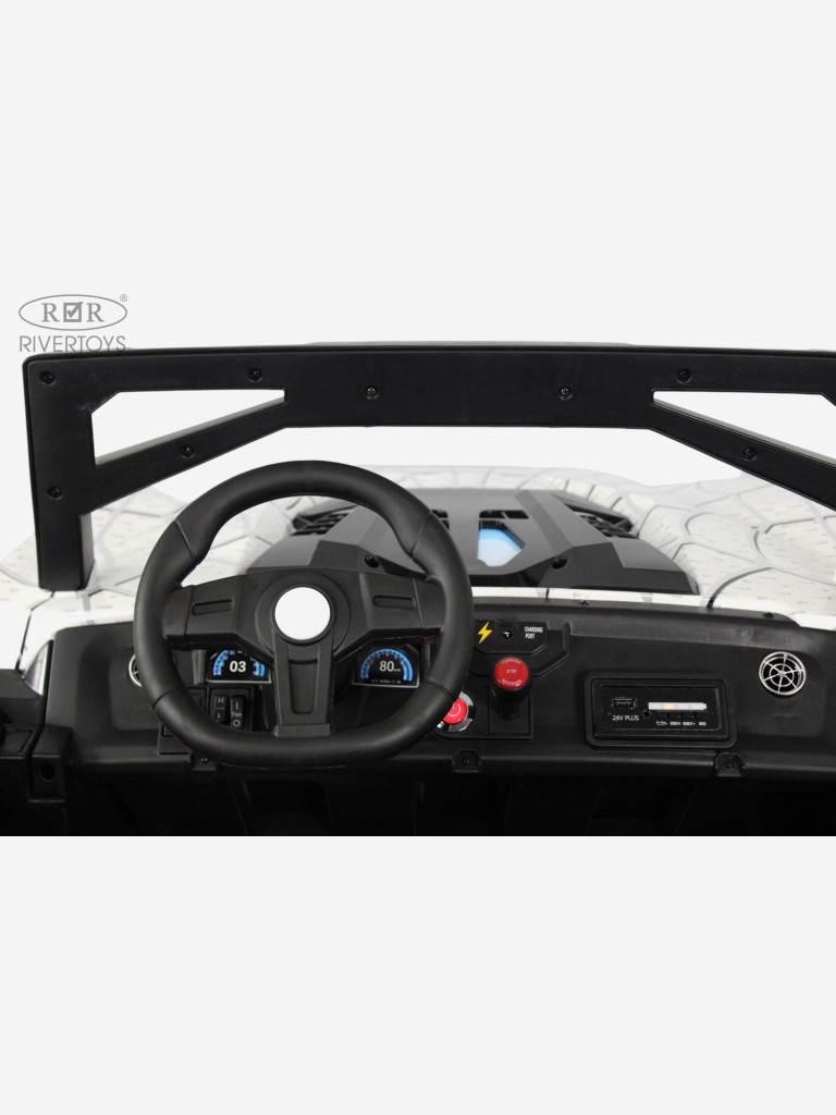 Детский электромобиль RIVERTOYS A707AA LUX NEW 4WD белый спайдер