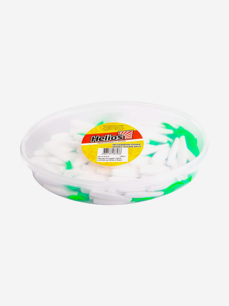 Мягкая приманка Helios Hybrid, 3,15" / 8,0 см, White & Green, 100 штук (HS-14-016-N)