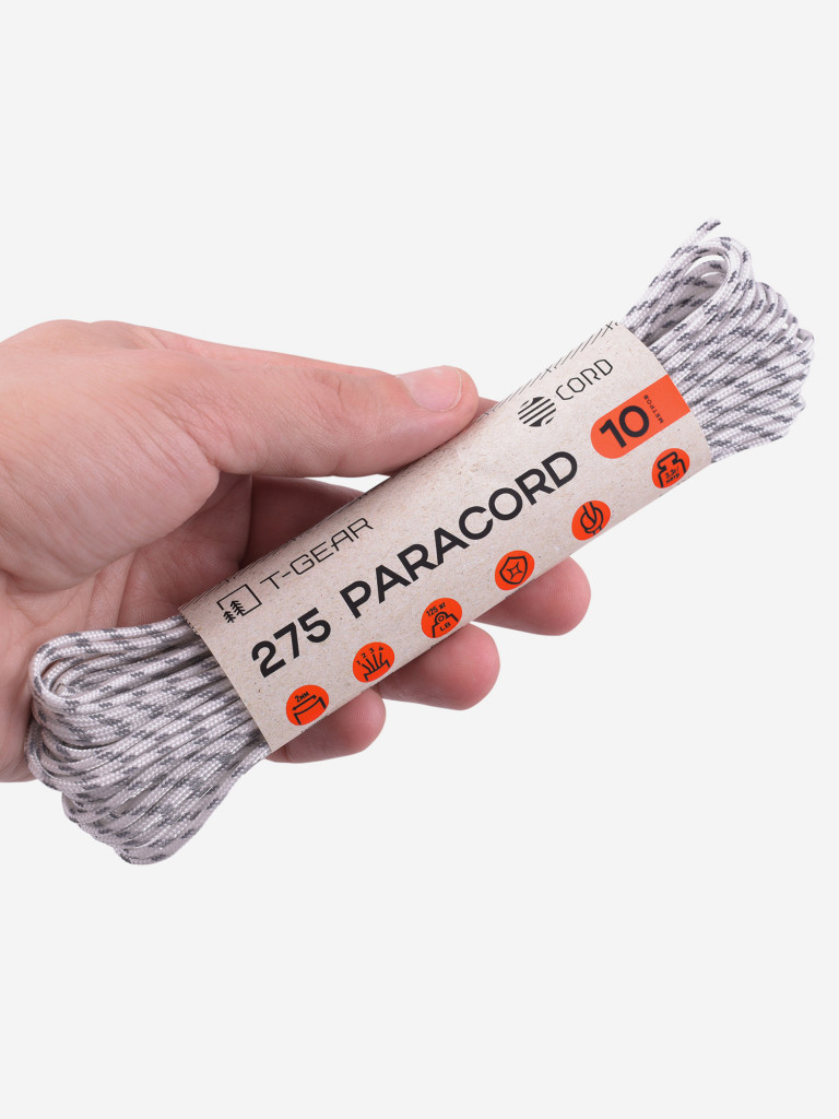Паракорд 275 T-Gear x CORD nylon 10м световозвращающий (White)