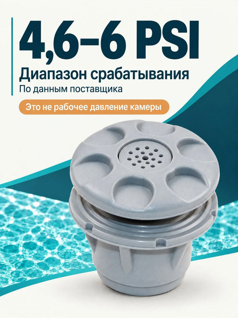 Клапан сброса давления Mariva для лодки ПВХ, предохранительный, 4.6-6 PSI, серый