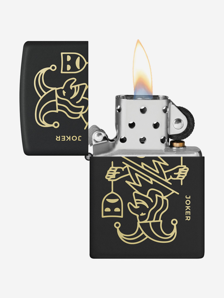 Зажигалка бензиновая ветроустойчивая Zippo Masked Joker Design Black Matte