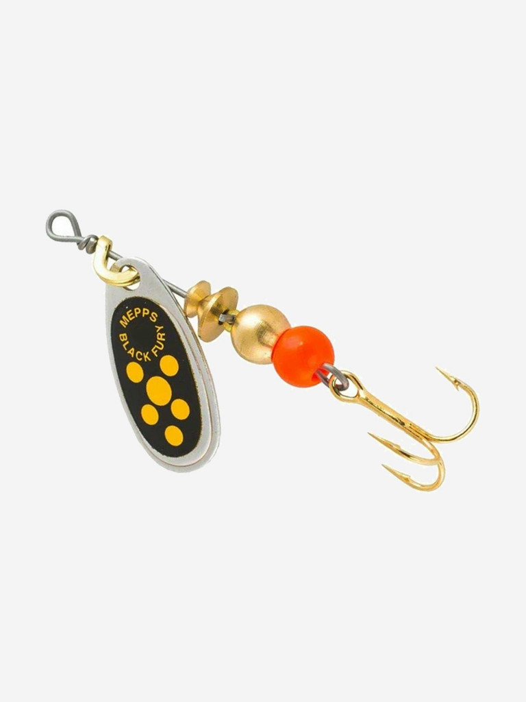 Блесна для рыбалки вертушка Mepps BLACK FURY 0, SILVER/Yellow, 1 штука