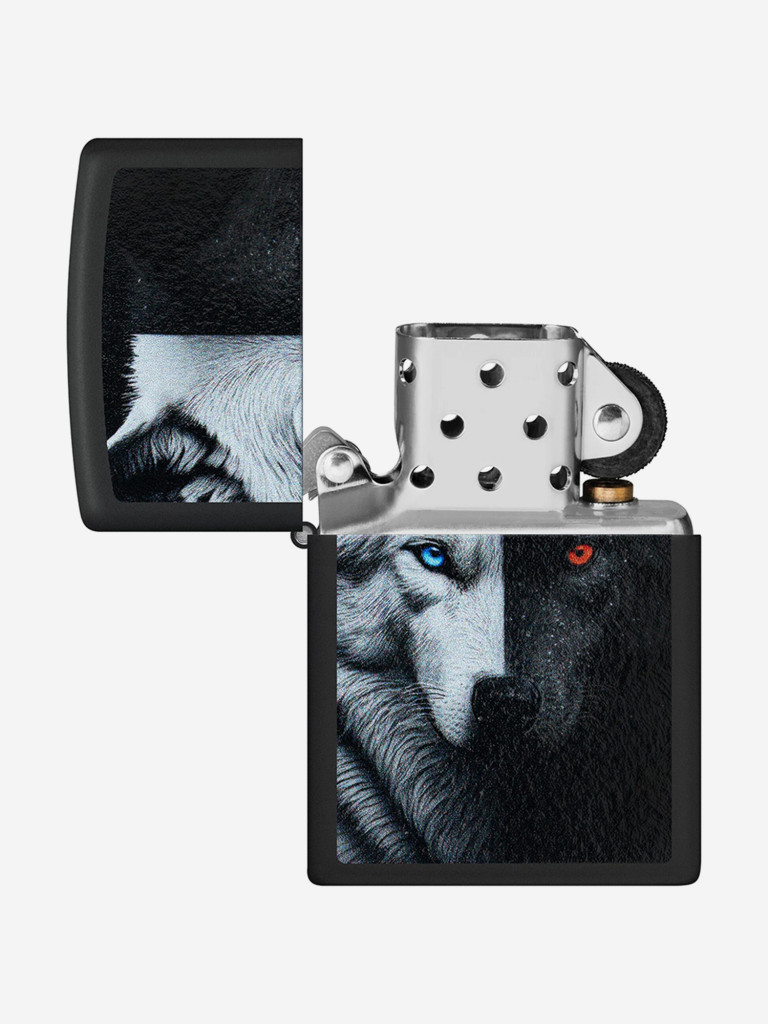 Зажигалка бензиновая ветроустойчивая Zippo Two Wolves Black Matte
