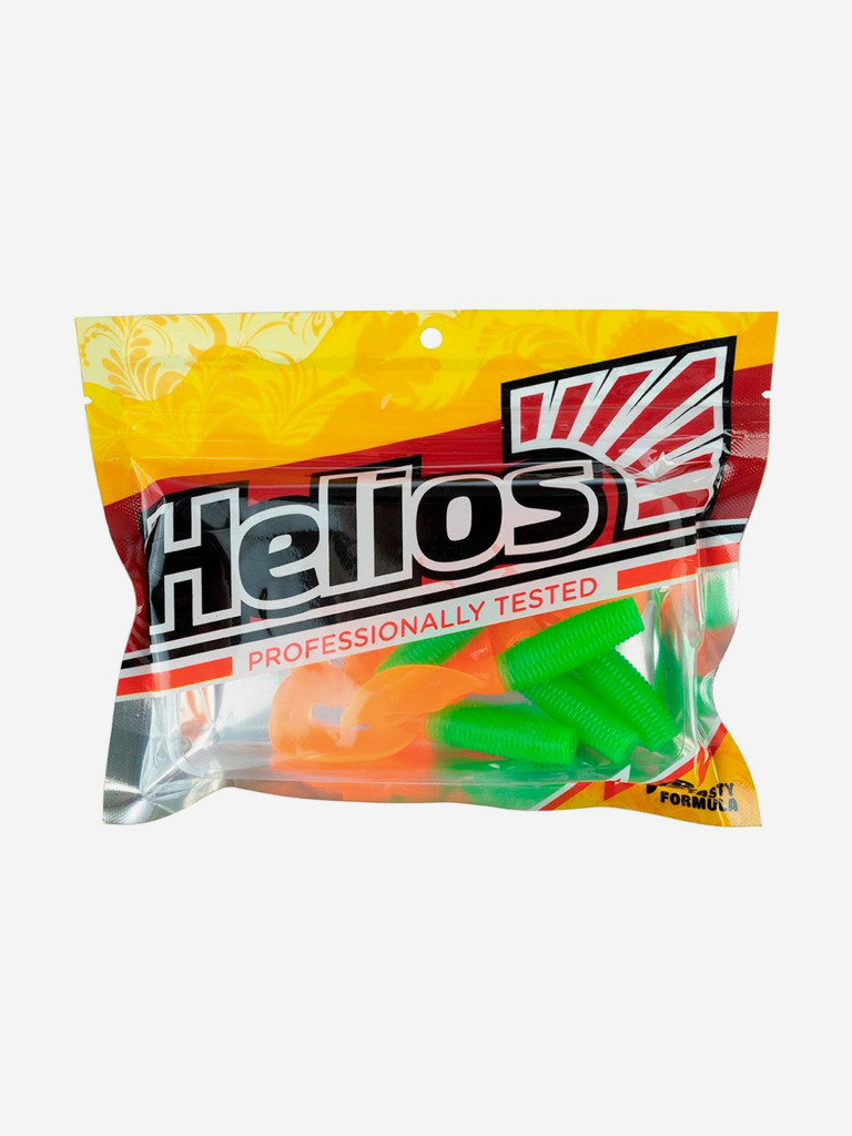 Мягкая приманка Helios Credo Double Tail, 3,54'' / 9 см, Lime & Orange, 5 шт (HS-28-020)