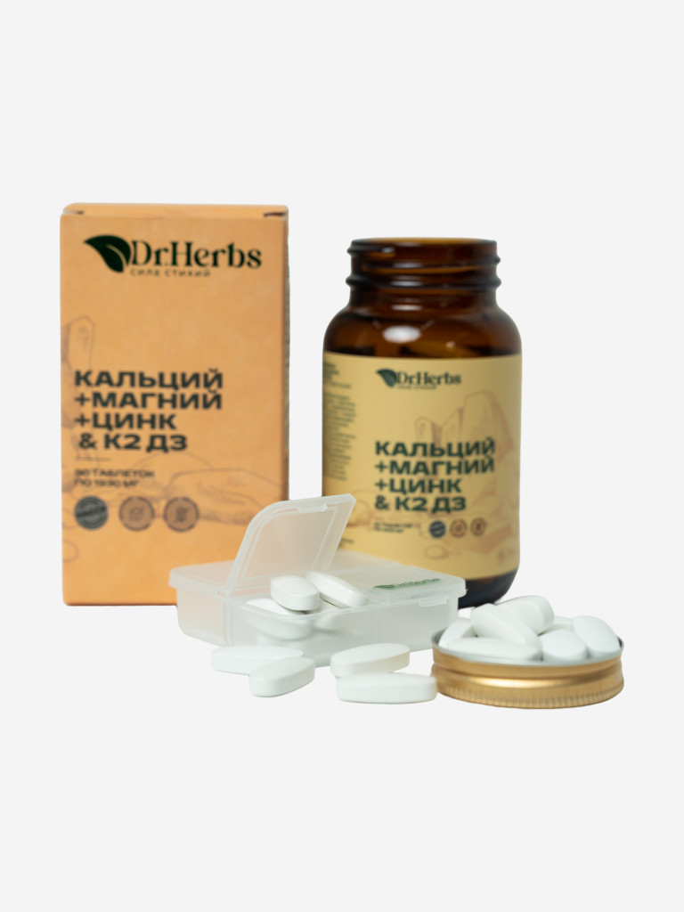 Кальций Магний Цинк для взрослых, Dr. Herbs, для костей и суставов, 90 таблеток