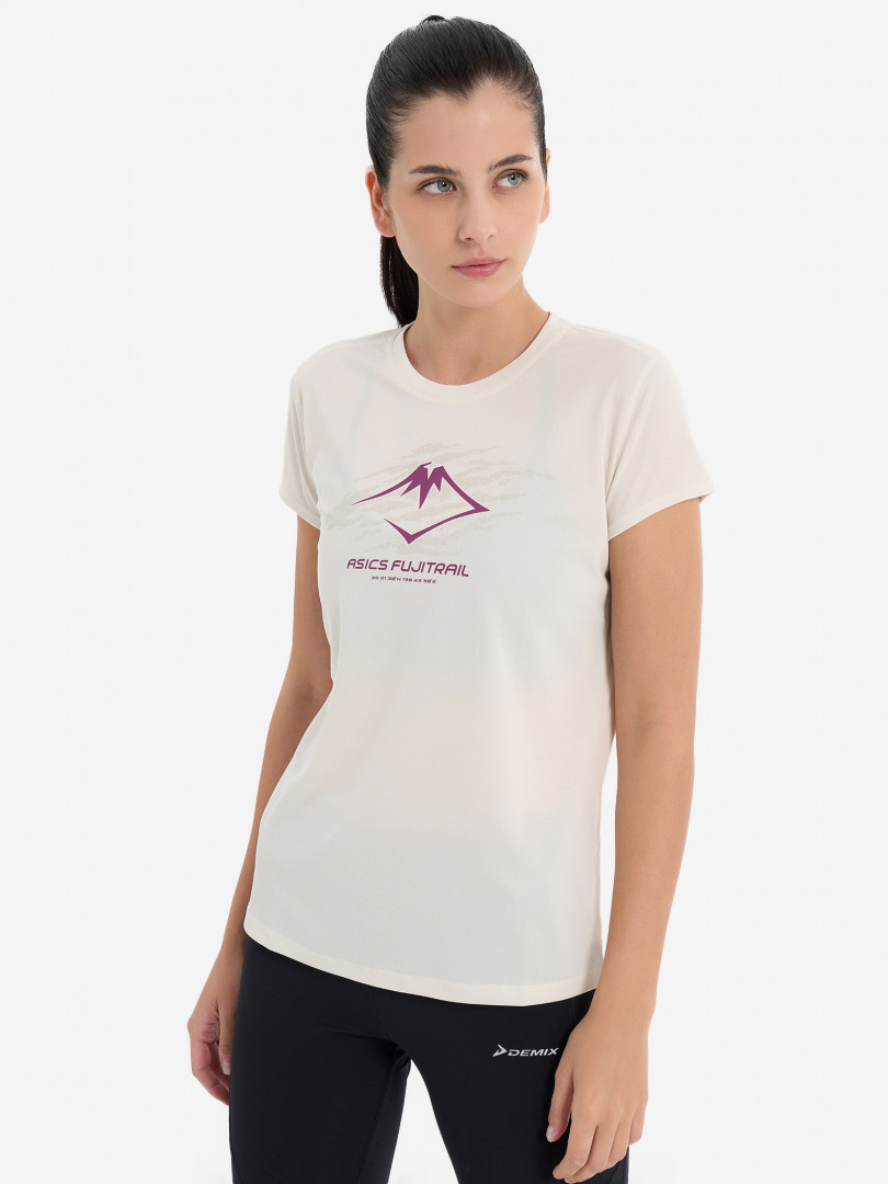 фото Футболка женская asics fujitrail logo, бежевый