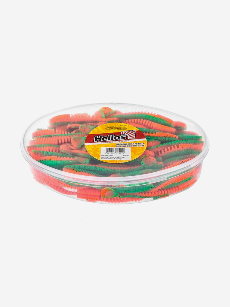 Мягкая приманка Helios Varuna, 4,33'' / 11 см, Pepper Green & Orange, 100 шт (HS-35-018-N)