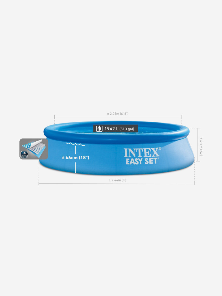 Бассейн надувной Intex Easy Set, 244х61 см, фильтр-насос 1250 л/ч, голубой