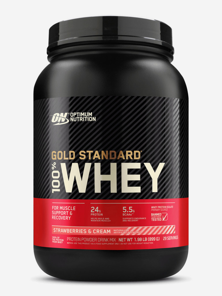 Протеин Gold Standard 100% Whey (899 г) - Клубника со сливками черный цвет  — купить за 4699 руб. со скидкой 30 %, отзывы в интернет-магазине  Спортмастер