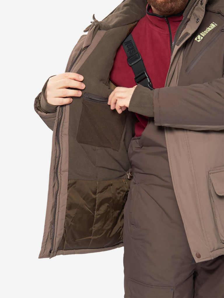 Костюм зимний Alaskan Russian Mission FS хаки/коричневый (куртка+полукомбинезон) для рыбалки и охоты