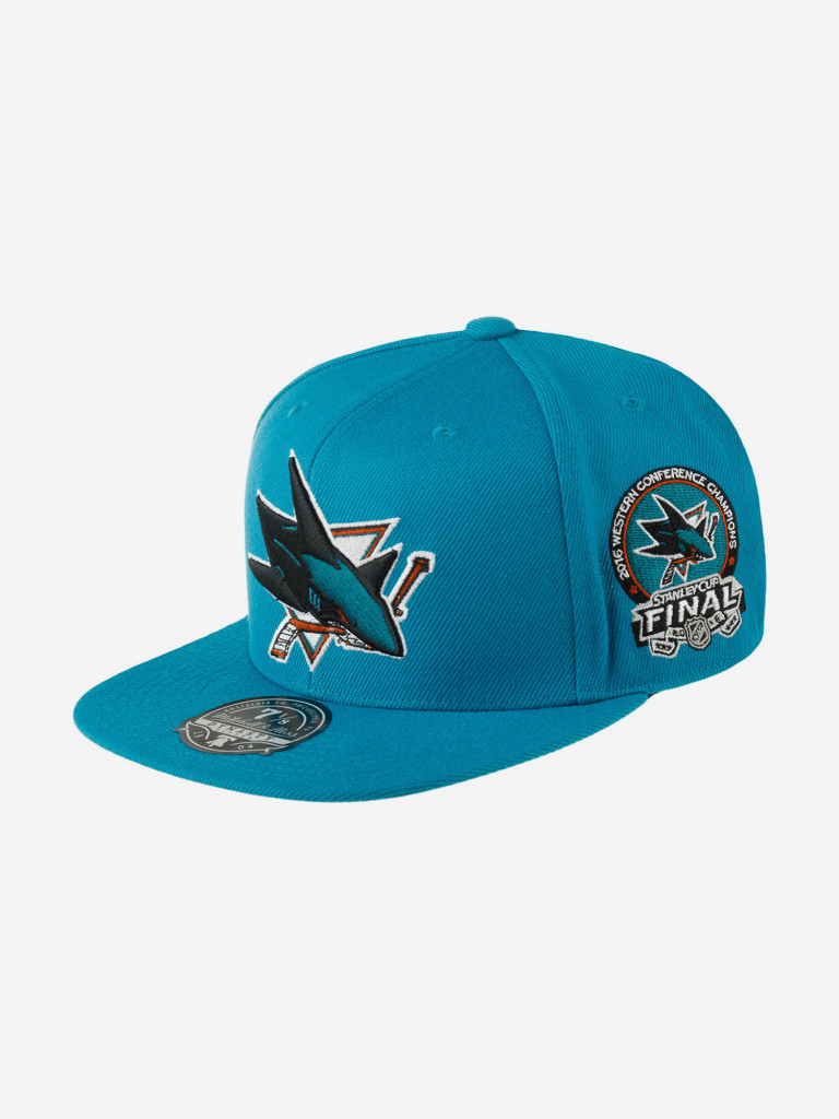 Бейсболка с прямым козырьком MITCHELL NESS 6HSFLR22464-SJSTEAL San Jose Sharks NHL (голубой)