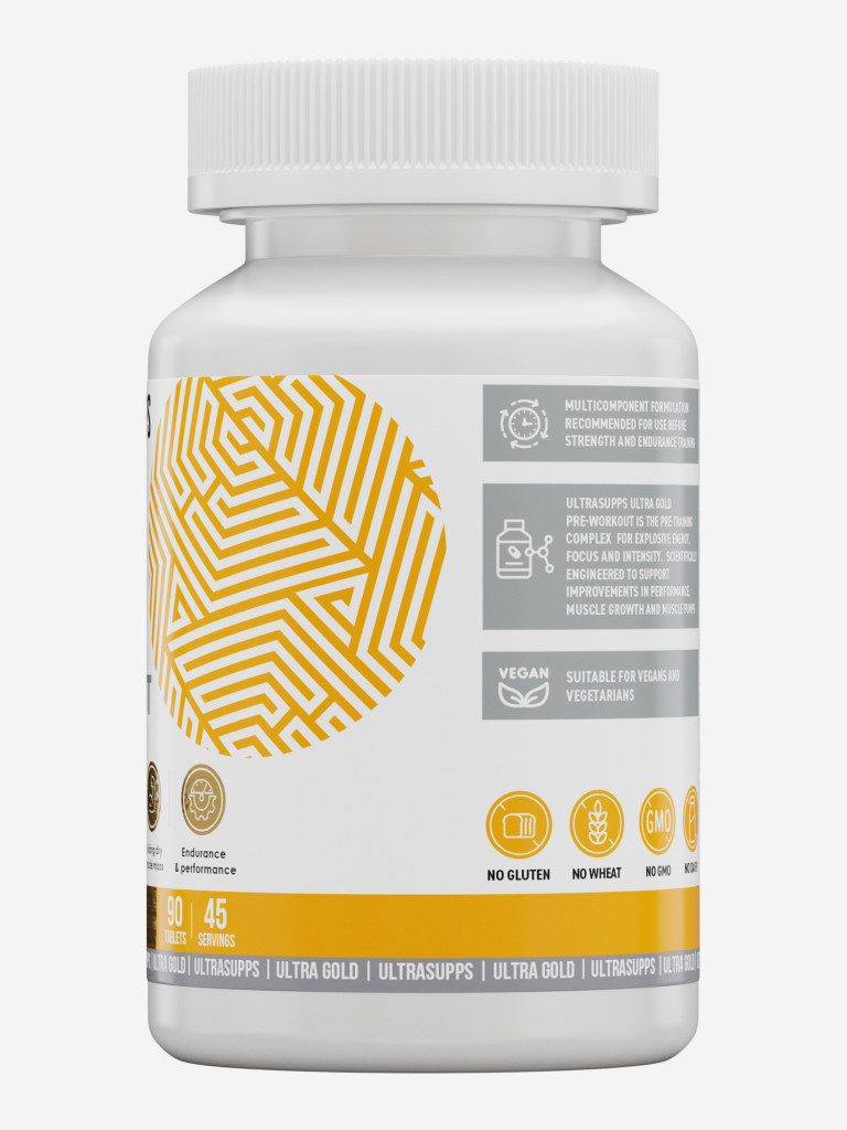 Предтренировочный комплекс Ultrasupps Ultra Gold, 90 шт