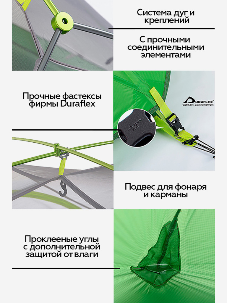 Палатка 2-местная Naturehike Star-river, нейлон 20 D, футпринт, зеленая
