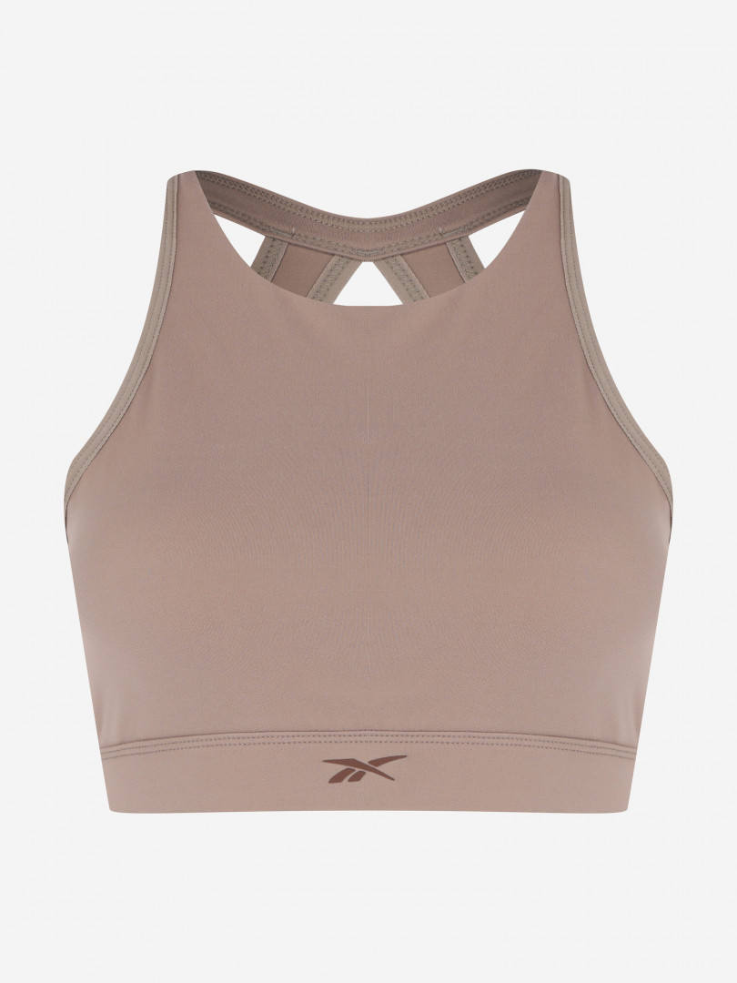 фото Спортивный топ бра reebok yoga long line sports bra, коричневый