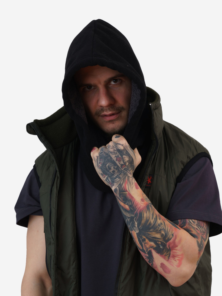 Капор — капюшон флисовый утепленный черный Jägermann
